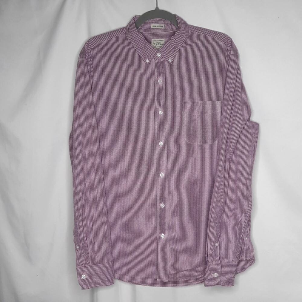 J. Crew Stretch Men's Slim Untucked Small Checkered Button Down Shirt Lg Short